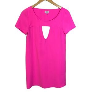 Tobi Hot Pink Keyhole Mini Shift Dress Short Sleeve Sz XS Lightweight Barbiecore